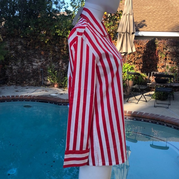 J. Crew Red/White Stripe Longsleeve Button Up SzXXS NWTS - Picture 6 of 7